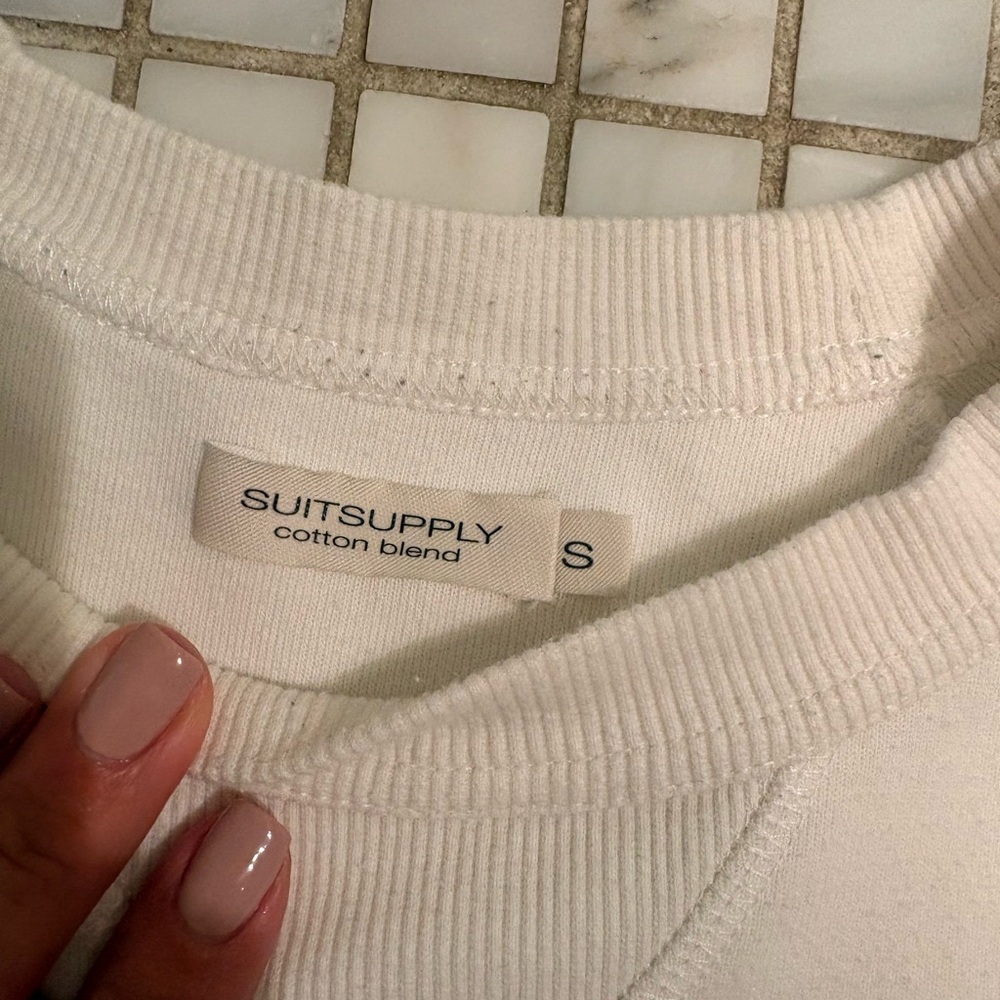 Suitsupply Ivory Cotton Blend Sweatshirt